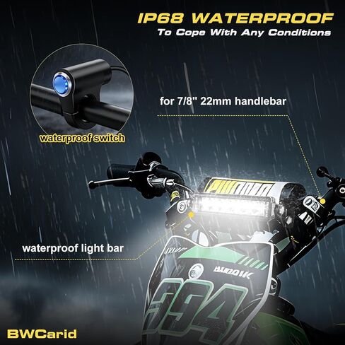 Dirt Bike Light Bar Plug and Play Motorcycle LED Headlight Bar Kit Waterproof with Switch Wiring Harness Bracket for 7/8" 22mm Handlebars SSR110 CRF110 KLX110 140 KX250 TTR110 YZ125 ATV in Saudi Arabia