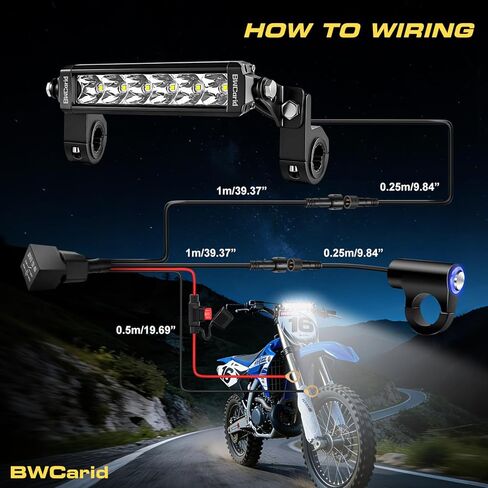 Dirt Bike Light Bar Plug and Play Motorcycle LED Headlight Bar Kit Waterproof with Switch Wiring Harness Bracket for 7/8" 22mm Handlebars SSR110 CRF110 KLX110 140 KX250 TTR110 YZ125 ATV in Saudi Arabia