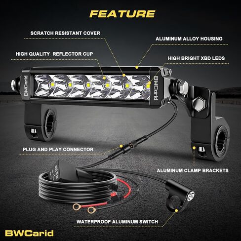 Dirt Bike Light Bar Plug and Play Motorcycle LED Headlight Bar Kit Waterproof with Switch Wiring Harness Bracket for 7/8" 22mm Handlebars SSR110 CRF110 KLX110 140 KX250 TTR110 YZ125 ATV in Saudi Arabia