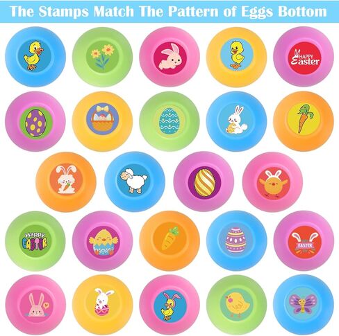 Easter Eggs Kids Easter Basket Stuffers - 24Pack Self Inking Stamps with Easter Tattoos for Kids, Plastic Easter Eggs Toys And Treats for Kids, Easter Stuff for Easter Decorations, Gifts, Party Favors in Saudi Arabia
