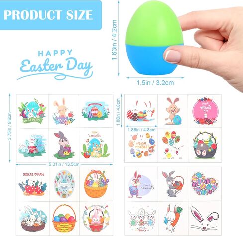 Easter Eggs Kids Easter Basket Stuffers - 24Pack Self Inking Stamps with Easter Tattoos for Kids, Plastic Easter Eggs Toys And Treats for Kids, Easter Stuff for Easter Decorations, Gifts, Party Favors in Saudi Arabia