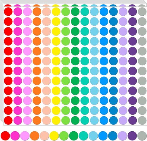 Colored Dot Stickers, 3600 PCS Round Circle Labels, 1/2 Inch, 15 Colors, for Office and Classroom Organization in Saudi Arabia