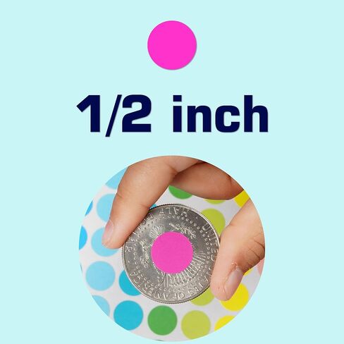 Colored Dot Stickers, 3600 PCS Round Circle Labels, 1/2 Inch, 15 Colors, for Office and Classroom Organization in Saudi Arabia