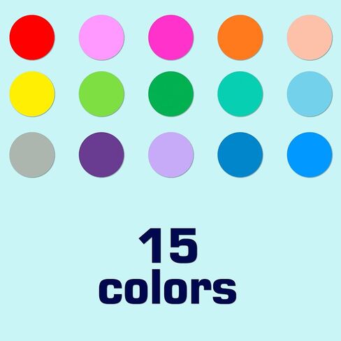 Colored Dot Stickers, 3600 PCS Round Circle Labels, 1/2 Inch, 15 Colors, for Office and Classroom Organization in Saudi Arabia