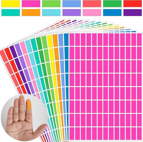 Colored Sticker Labels, 10 Rainbow Colors, Rectangular Small Labels, 1 x 3/8 Inch, for Price Tags, Jars, Files, Storage, 2080 Pcs in Saudi Arabia