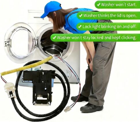 مزلاج قفل غطاء الغسالة WTW5000DW1 WTW4955HW1 WTW4855HW2 مناسب لغسالة Kenmore Whirlpool Maytag WTW4816FW2 MVWC565FW2 MVWC465HW0 NTW4519JW2 NTW4516FW4 NTW4516FW0 WTW5000DW3 in Kuwait