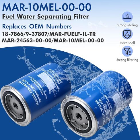 MAR-10MEL-00-00 Fuel Water Separating Filter (10 Micron) Compatible with Yamaha 115 HP Outboard Engines MAR-24563-00-00, MAR-FUELF-IL-TR, 18-7866, 937807 (2 Pack) in Saudi Arabia