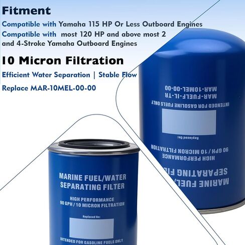 MAR-10MEL-00-00 Fuel Water Separating Filter (10 Micron) Compatible with Yamaha 115 HP Outboard Engines MAR-24563-00-00, MAR-FUELF-IL-TR, 18-7866, 937807 (2 Pack) in Saudi Arabia