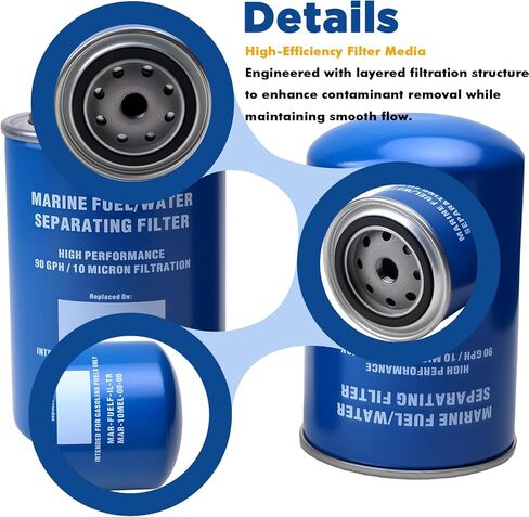 MAR-10MEL-00-00 Fuel Water Separating Filter (10 Micron) Compatible with Yamaha 115 HP Outboard Engines MAR-24563-00-00, MAR-FUELF-IL-TR, 18-7866, 937807 (2 Pack) in Saudi Arabia