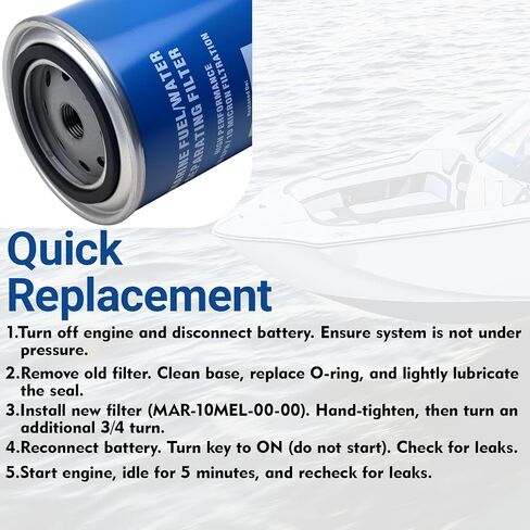 MAR-10MEL-00-00 Fuel Water Separating Filter (10 Micron) Compatible with Yamaha 115 HP Outboard Engines MAR-24563-00-00, MAR-FUELF-IL-TR, 18-7866, 937807 (2 Pack) in Saudi Arabia