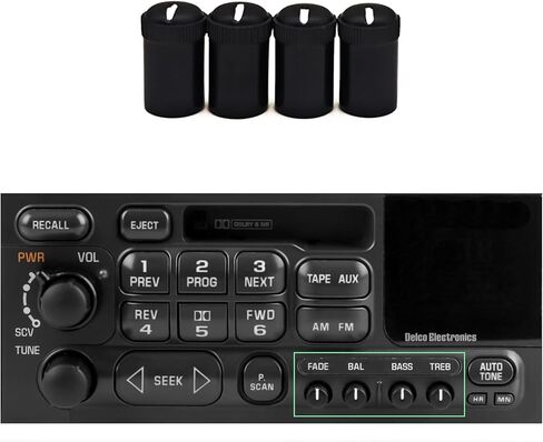 مجموعة مقابض التحكم ستيريو AtticZone Fade BAL BASS TREB متوافقة مع GM GMC شيفروليه كاديلاك 1995-2002، استبدال مقابض الراديو المتوافقة مع راديو Delco 16195412 76849، 4 قطع in Kuwait