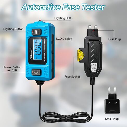 Fuse Tester, LCD Display Automotive Circuit Fault Tester Tool 20A 48V with LED Front Light, Car Relay Tester, High Precision Current Test Power Probe for Vehicle in Saudi Arabia