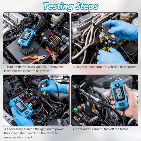 Fuse Tester, LCD Display Automotive Circuit Fault Tester Tool 20A 48V with LED Front Light, Car Relay Tester, High Precision Current Test Power Probe for Vehicle in Saudi Arabia