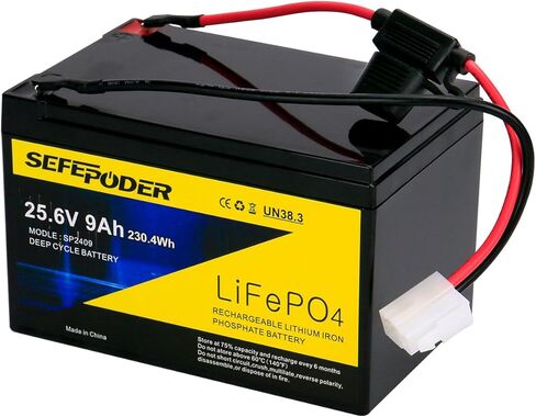 بطارية بديلة SEFEPODER متوافقة مع سكوتر الحلاقة 24 فولت، 24 فولت 9 أمبير في الساعة Lifepo4 بطارية ليثيوم أيون قابلة لإعادة الشحن لجيب الحلاقة، E100، E200، E300، E325 وغيرها من الدراجات البخارية in Kuwait