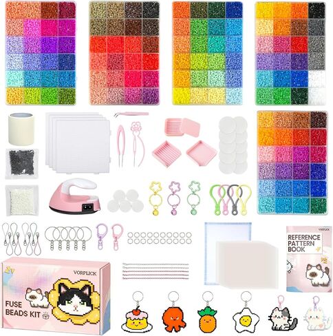 Fuse Beads Kit-120 Colors 62000 2.6mm-Easy DIY, Built-in Iron | DIY Crafts Supplies for Women, Great Supplies for Fuse Beads Artist, Art Decorations for Room, Ideal Gift,Pixel Art (Advanced Version) in Kuwait