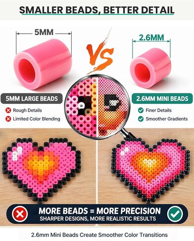 Fuse Beads Kit-120 Colors 62000 2.6mm-Easy DIY, Built-in Iron | DIY Crafts Supplies for Women, Great Supplies for Fuse Beads Artist, Art Decorations for Room, Ideal Gift,Pixel Art (Advanced Version) in Saudi Arabia