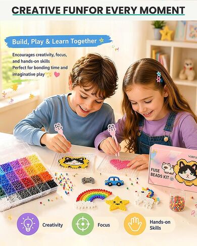 Fuse Beads Kit-120 Colors 62000 2.6mm-Easy DIY, Built-in Iron | DIY Crafts Supplies for Women, Great Supplies for Fuse Beads Artist, Art Decorations for Room, Ideal Gift,Pixel Art (Advanced Version) in Saudi Arabia