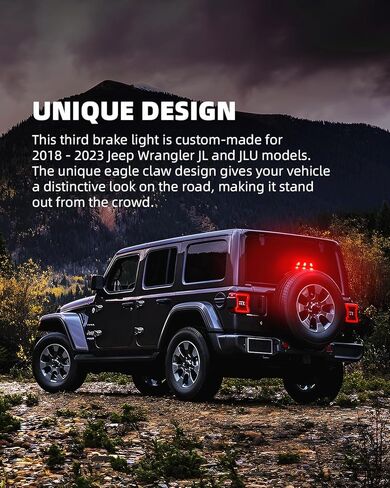 ضوء الفرامل الثالث المعتمد من DOT، ضوء إيقاف التثبيت العالي لـ 2018-2023 Wrangler JL، التوصيل والتشغيل 1 قطعة in Kuwait