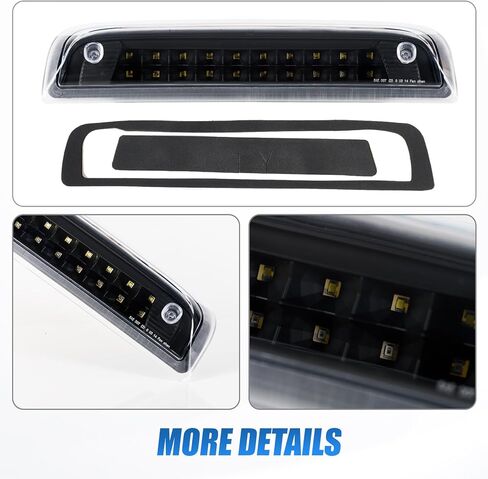 Third Brake Light with Strobe Flash for 2014-2020 Chevy Silverado 1500 Gmc Sierra 1500, High Mount Rear Brake Lights for 2019 Sierra 1500, Waterproof Rear Cab Center Tail Lights (Black) in Saudi Arabia