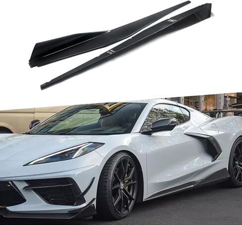 PAISEN Side Skirts Compatible with 2020 2021 2022 2023 2024 Corvette C8 Stingray & Z51，5VM Style Carbon Fiber Panel Guard Extension Panel Guard Body Kit 2PCS in Saudi Arabia