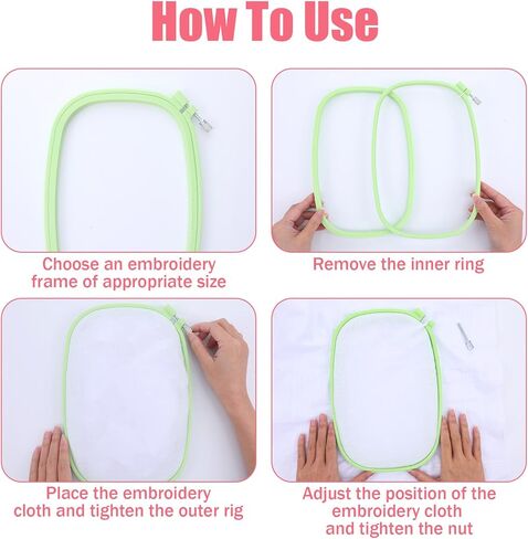 Kegeeei 10 Pack Square Embroidery Hoops, 5 Sizes & Colors Cross Stitch Hoop Reusable ABS Plastic Frames for Sewing, Needlework, DIY Embroidery Projects in Kuwait