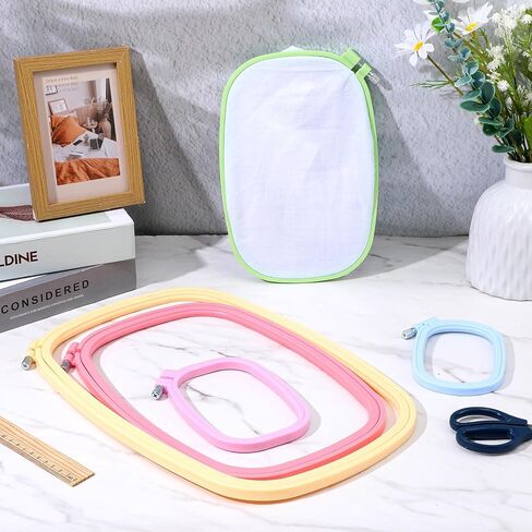 Kegeeei 10 Pack Square Embroidery Hoops, 5 Sizes & Colors Cross Stitch Hoop Reusable ABS Plastic Frames for Sewing, Needlework, DIY Embroidery Projects in Kuwait