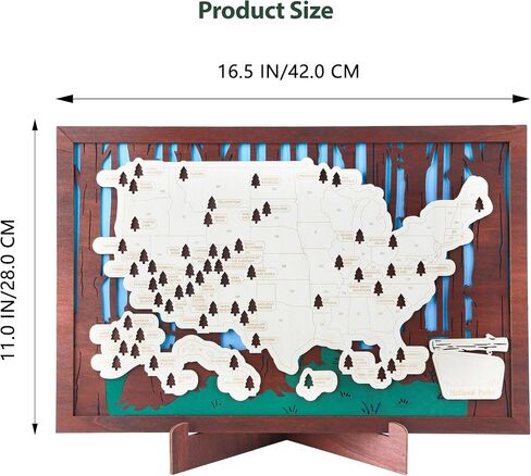 Wooden US National Parks Map Travel Tracker – 3-Layer Framed Wall Art with 70 Tree Pins, Stand, Marker & Gift Box – National Park Checklist Map, Holiday and Educational Geography Gift for Adventurers, Families & Outdoor Lovers, Perfect for RV, Home & Holi in Saudi Arabia