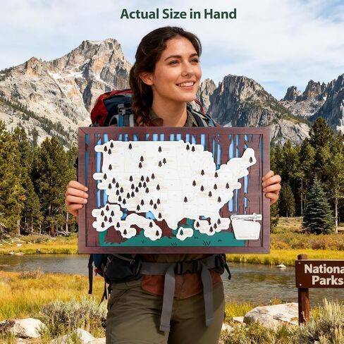 Wooden US National Parks Map Travel Tracker – 3-Layer Framed Wall Art with 70 Tree Pins, Stand, Marker & Gift Box – National Park Checklist Map, Holiday and Educational Geography Gift for Adventurers, Families & Outdoor Lovers, Perfect for RV, Home & Holi in Saudi Arabia