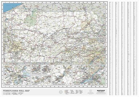 Laminated Pennsylvania Wall Map Large Poster, Includes the Most Legible Location Labels, Vibrant Blue Color Scheme, 60" x 42", Great for the Home, Office, or Classroom, Developed in the USA in Saudi Arabia