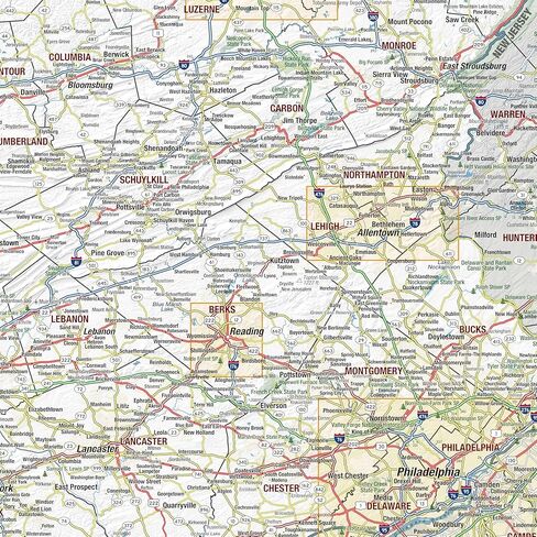 Laminated Pennsylvania Wall Map Large Poster, Includes the Most Legible Location Labels, Vibrant Blue Color Scheme, 60" x 42", Great for the Home, Office, or Classroom, Developed in the USA in Saudi Arabia