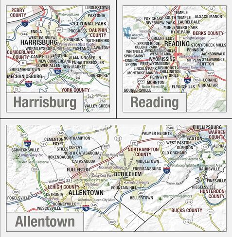 Laminated Pennsylvania Wall Map Large Poster, Includes the Most Legible Location Labels, Vibrant Blue Color Scheme, 60" x 42", Great for the Home, Office, or Classroom, Developed in the USA in Saudi Arabia