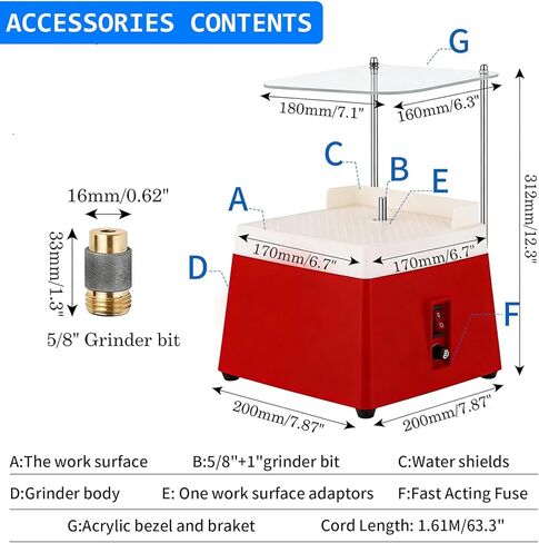 Stained Glass Grinder,4200r/min Mini DIY Grinding Tool,Mini Glass Grinder Machine with 5/8" Grinder Bits,Portable Glasses Grinders Kit for Glasses Ceramic Processing Art Decoration in Saudi Arabia