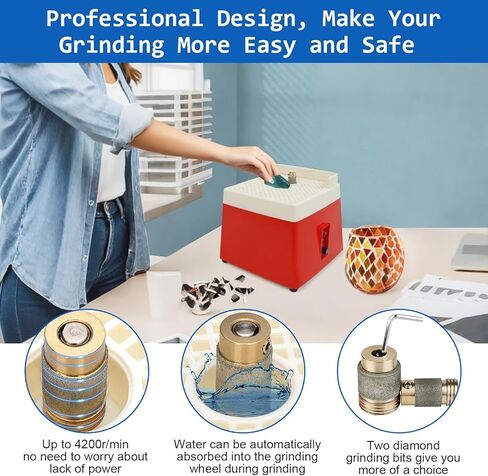 Stained Glass Grinder,4200r/min Mini DIY Grinding Tool,Mini Glass Grinder Machine with 5/8" Grinder Bits,Portable Glasses Grinders Kit for Glasses Ceramic Processing Art Decoration in Saudi Arabia