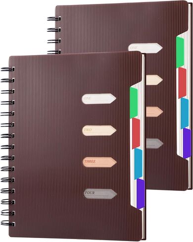 Yoment 2 حزمة من 5 دفاتر ملاحظات واسعة النطاق، A5 دفتر صغير مع علامات تبويب فواصل غطاء بلاستيكي مقاوم للماء 180 صفحة لمستلزمات الأعمال المدرسية، 6x8 بوصة كريمي أبيض in Kuwait