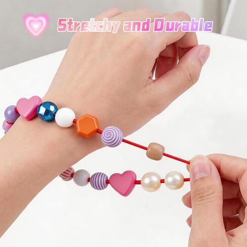 8pcs Elastic String Bracelet Making Kit, Stretchy Bracelet String (786 ft Total), 6 Rolls 1mm Stretch Cord with Scissors & 0.6mm Needle Threader for Beading and Jewelry Making. in Saudi Arabia