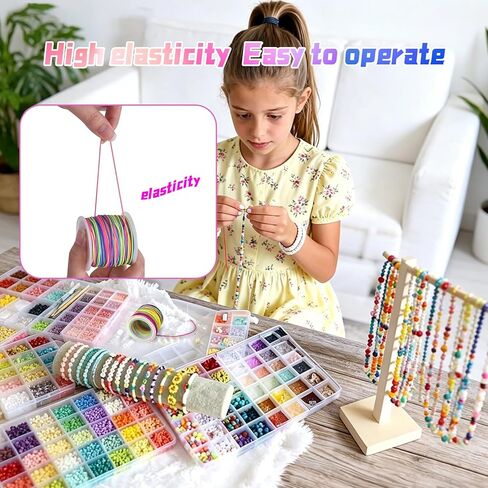 8pcs Elastic String Bracelet Making Kit, Stretchy Bracelet String (786 ft Total), 6 Rolls 1mm Stretch Cord with Scissors & 0.6mm Needle Threader for Beading and Jewelry Making. in Saudi Arabia