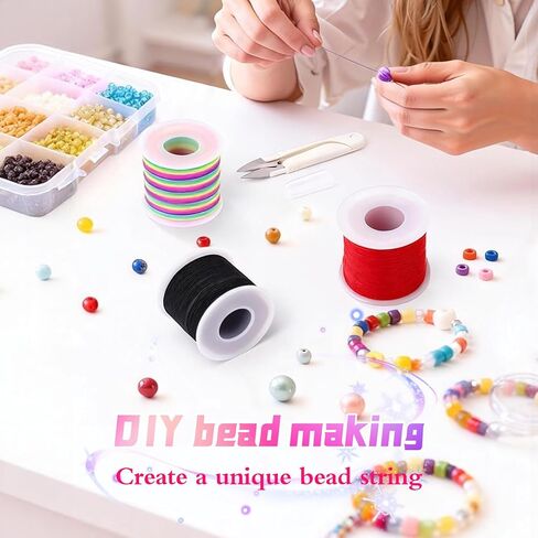 8pcs Elastic String Bracelet Making Kit, Stretchy Bracelet String (786 ft Total), 6 Rolls 1mm Stretch Cord with Scissors & 0.6mm Needle Threader for Beading and Jewelry Making. in Saudi Arabia