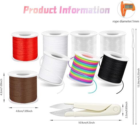 8pcs Elastic String Bracelet Making Kit, Stretchy Bracelet String (786 ft Total), 6 Rolls 1mm Stretch Cord with Scissors & 0.6mm Needle Threader for Beading and Jewelry Making. in Saudi Arabia
