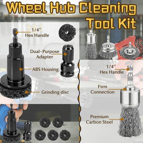 Wheel Hub Cleaning Tool, Brake Rotor Resurfacing Kit - 5 Pads & Coarse Carbon Steel Crimping Wire Wheel Brush, Rust Removal Tool for Car Repair in Saudi Arabia