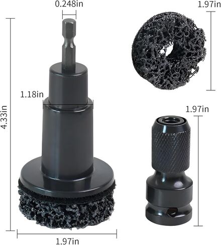 Wheel Hub Cleaning Tool Kit, 3-in-1 Hub Cleaning Tool with 6 Grinding Heads & Impact Adapter for Wheel Hub Resurfacing, Rust Removal & as a Wheel Stud Cleaner for Drill/Impact Wrench (Black #1) in Saudi Arabia