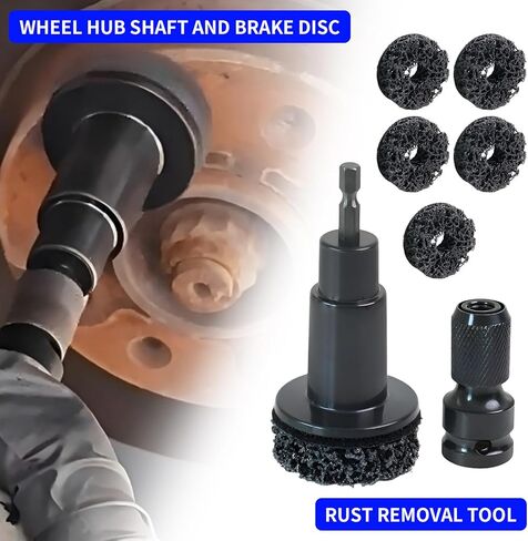 Wheel Hub Cleaning Tool Kit, 3-in-1 Hub Cleaning Tool with 6 Grinding Heads & Impact Adapter for Wheel Hub Resurfacing, Rust Removal & as a Wheel Stud Cleaner for Drill/Impact Wrench (Black #1) in Saudi Arabia