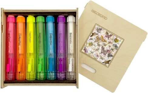Hagoromo Crystal Chalk Holder Set – 7 Magnetic Holders in Korean Nacre Case (White Butterfly Design) in Saudi Arabia
