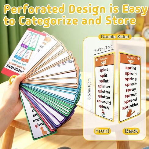 Phonics Word Cards, 117 Sound Groups 900+ Words, 60 Double-Sided Phonics Flash Cards, Learn to Read Phonics Flash Cards, Educational Flash Cards for Sight Word Games, Home、School Learning in Saudi Arabia