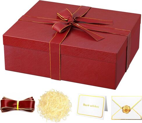 JOYIT Pink Gift Box 16.5''x13''x5.5'' - Large Gift Boxes with Lid for Presents Packaging, Birthday, Christmas, Wedding, Anniversary, Big Gift Box with Ribbon, Shred Filler, Card, Wax Seal (Pink) in Saudi Arabia