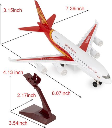 TGRCM-CZ Hainan Airlines Passenger Aircraft Model with Sound, Light, and Pull-Back Function — Metal Alloy Aircraft Model with Display Base, Suitable for Children Aged 3+ and Aviation Enthusiasts in Saudi Arabia
