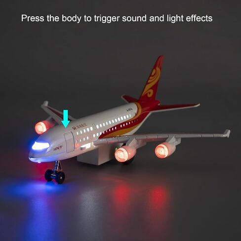 TGRCM-CZ Hainan Airlines Passenger Aircraft Model with Sound, Light, and Pull-Back Function — Metal Alloy Aircraft Model with Display Base, Suitable for Children Aged 3+ and Aviation Enthusiasts in Saudi Arabia
