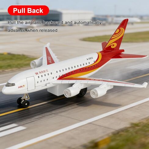 TGRCM-CZ Hainan Airlines Passenger Aircraft Model with Sound, Light, and Pull-Back Function — Metal Alloy Aircraft Model with Display Base, Suitable for Children Aged 3+ and Aviation Enthusiasts in Saudi Arabia