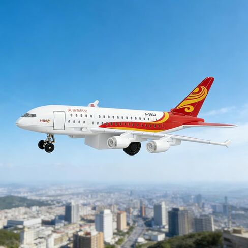 TGRCM-CZ Hainan Airlines Passenger Aircraft Model with Sound, Light, and Pull-Back Function — Metal Alloy Aircraft Model with Display Base, Suitable for Children Aged 3+ and Aviation Enthusiasts in Saudi Arabia