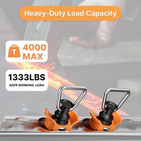10 قطع من تركيبات مسمار المسار L مع حلقات على شكل حرف D، مرساة واحدة للخدمة الشاقة بسعة 1333 رطلًا، تجهيزات مسار L محملة بنابض من الألومنيوم للمقطورة والشاحنة وإدارة البضائع (برتقالي) in Kuwait
