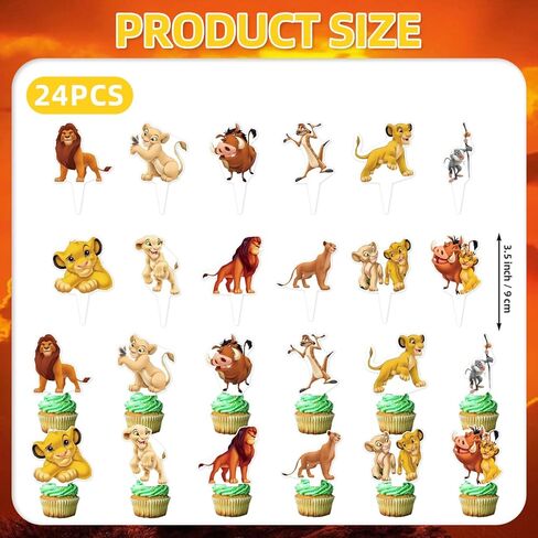 25Pcs Lion-King Birthday Party Supplies Pack Includes 1 Cake Topper 24 Cupcake Toppers for Lion-King Party Supplies in Saudi Arabia